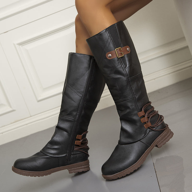 đLast Day 50% Offâ¤ď¸ Womenâs Vintage Leather Zipper High-top Wide Calf Boots