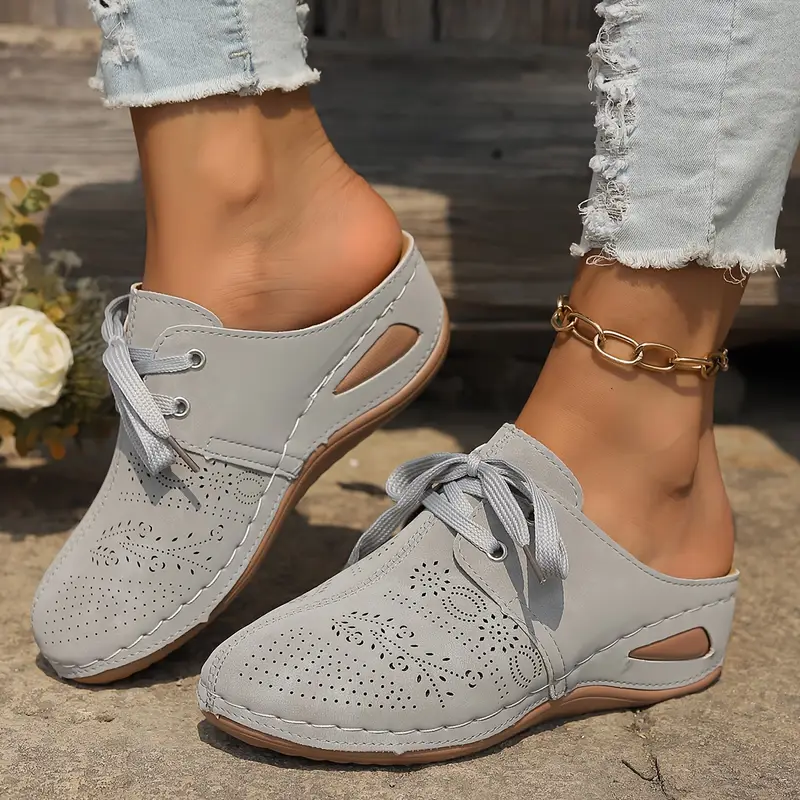 Summer Sale 50% Off❤️Women’s Summer Comfort Orthopedic Mule Sandals, Slip-On, Round Toe with Lace-Up Design
