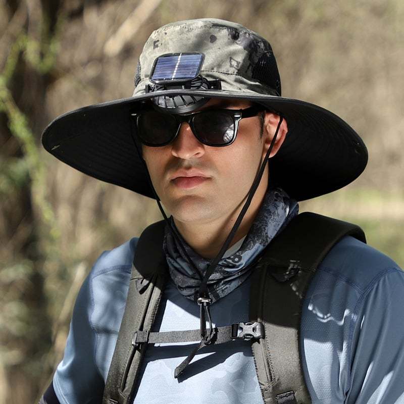 2025 New Wide Brim Solar Fan Outdoor Fishing Hat-Solar & USB Charging