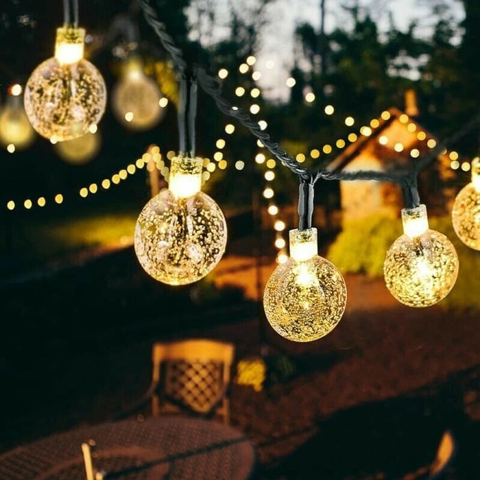 Luces LED de cadena para exteriores con energía solar, impermeables