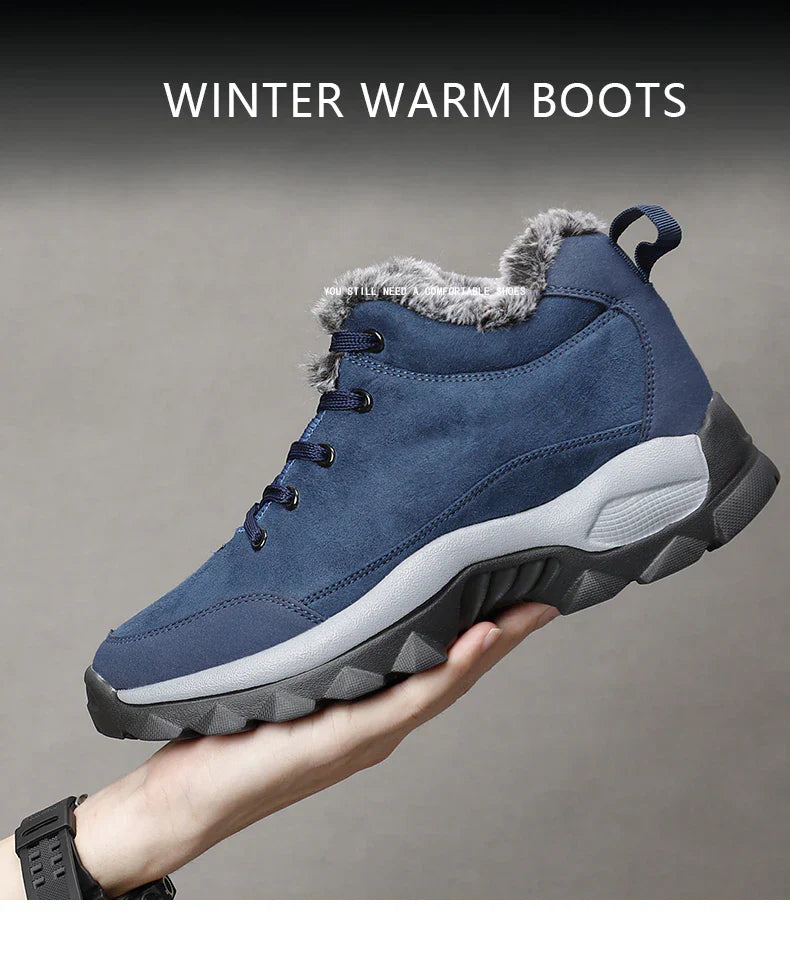 Botas de nieve con cordones térmicos y forro de piel para hombre, antideslizantes, para caminar al aire libre, ¡Oferta especial del 50%!