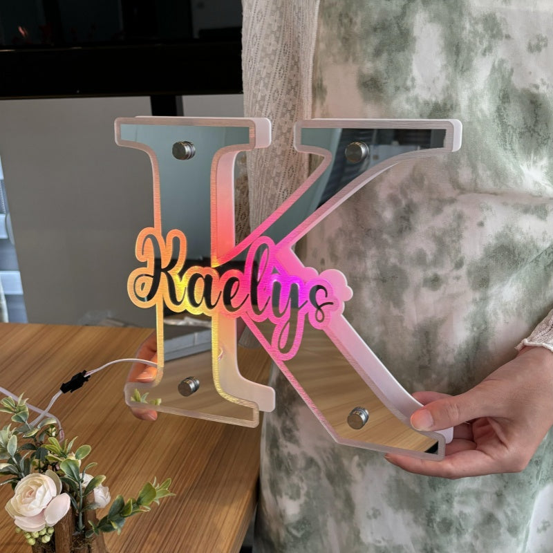 Lámpara de neón con espejo personalizada, luz LED con nombre personalizado para espejo, decoración del hogar