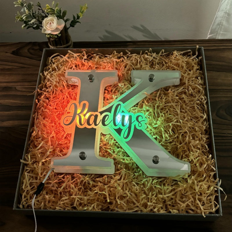 Lámpara de neón con espejo personalizada, luz LED con nombre personalizado para espejo, decoración del hogar