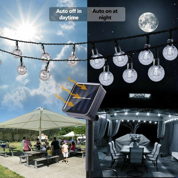 Luces LED de cadena para exteriores con energía solar, impermeables