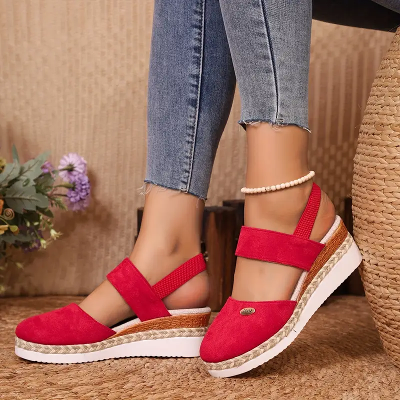 Spring Sale 45%π Women's Closed Toe Espadrille Wedge Sandals β Platform with Elastic Slingback