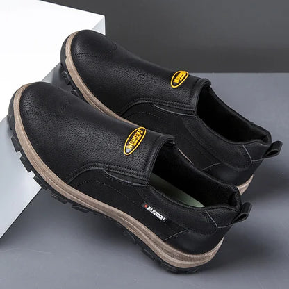 Men's Outdoor Breathable Genuine Leather Shoes Non-slip Slip-On Shoes Arch Support Orthopedic Shoes