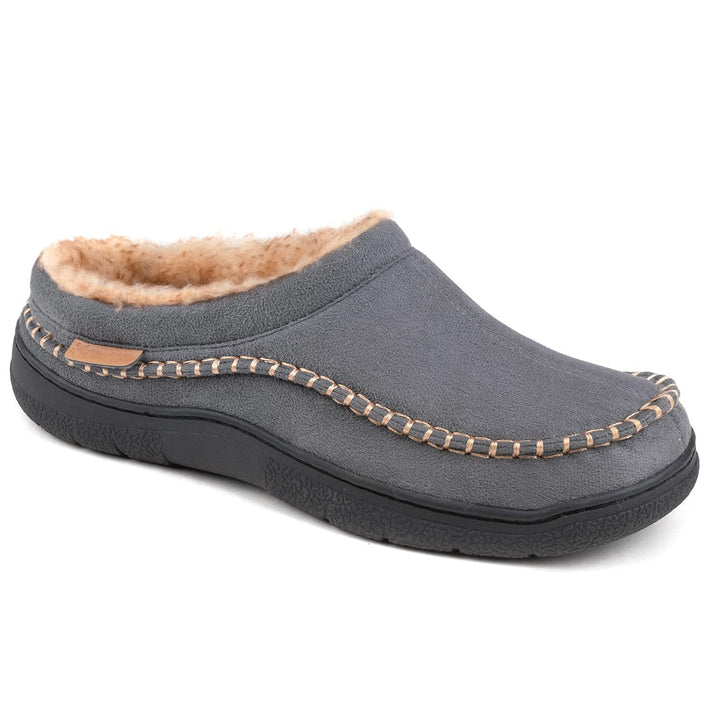 Men's Daily Non-Slip Warm Plush Wide Toe Slip-On Loafers Slippers