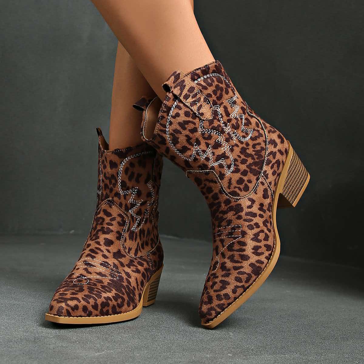 Harper™ Women Embroidered Pointed Toe Boots, Retro Slip on Western Cowboy Boots