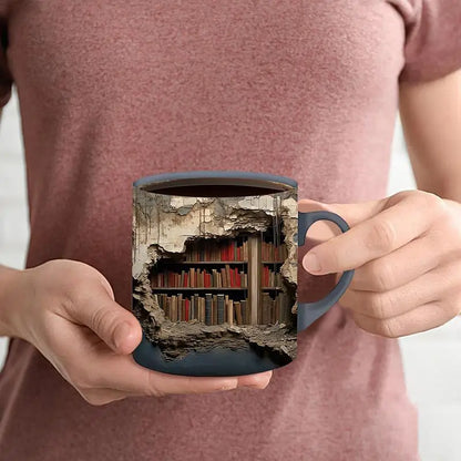 3D Bookshelf Mug Librarian Coffee Mug Ceramic Coffee Mugs MultiPurpose Mugs Book Club Cup Creative Space Design tea cups