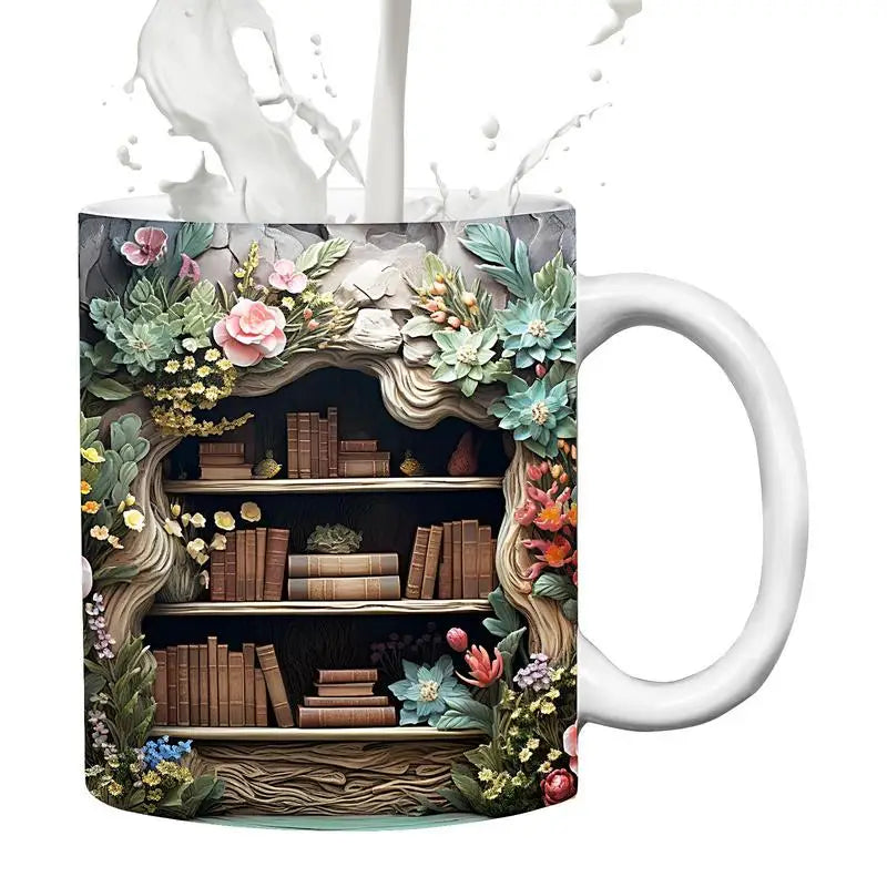 3D Bookshelf Mug Librarian Coffee Mug Ceramic Coffee Mugs MultiPurpose Mugs Book Club Cup Creative Space Design tea cups