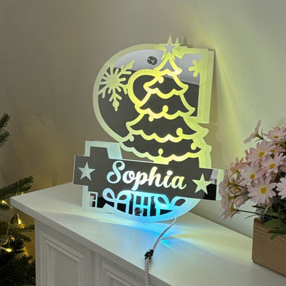 HOT SALE 45%🔥Personalized Name Initial Christmas tree Mirror Light