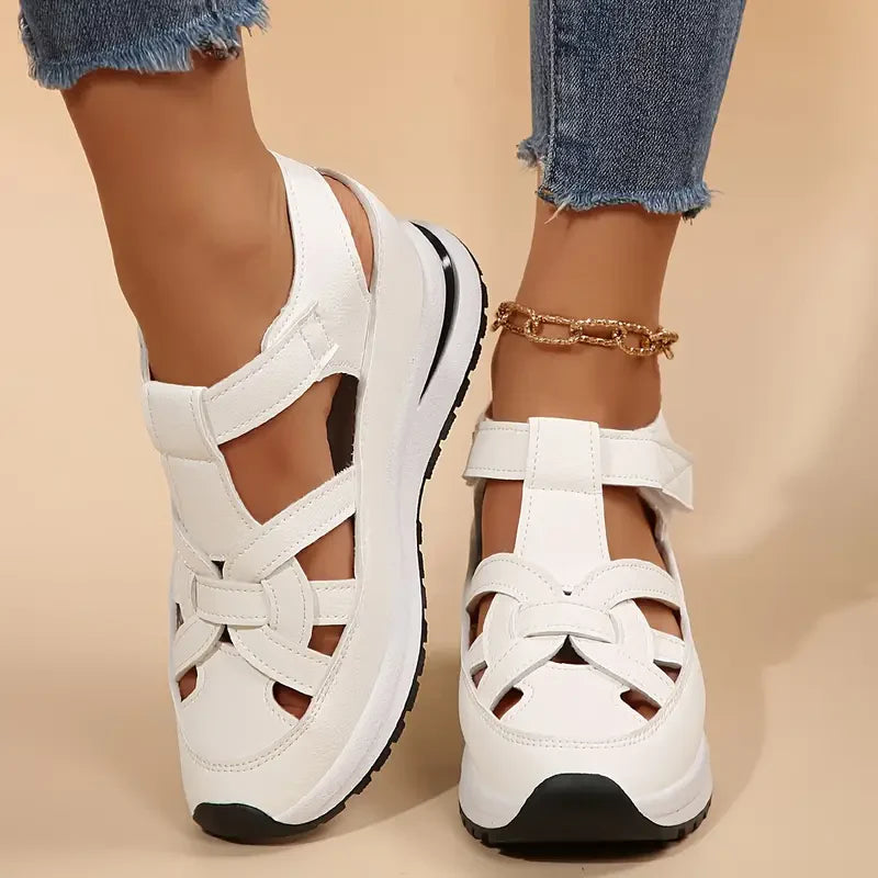Women’s Soft Adjustable Sandals – Hook & Loop, Comfort Fit for Wide & Narrow Feet