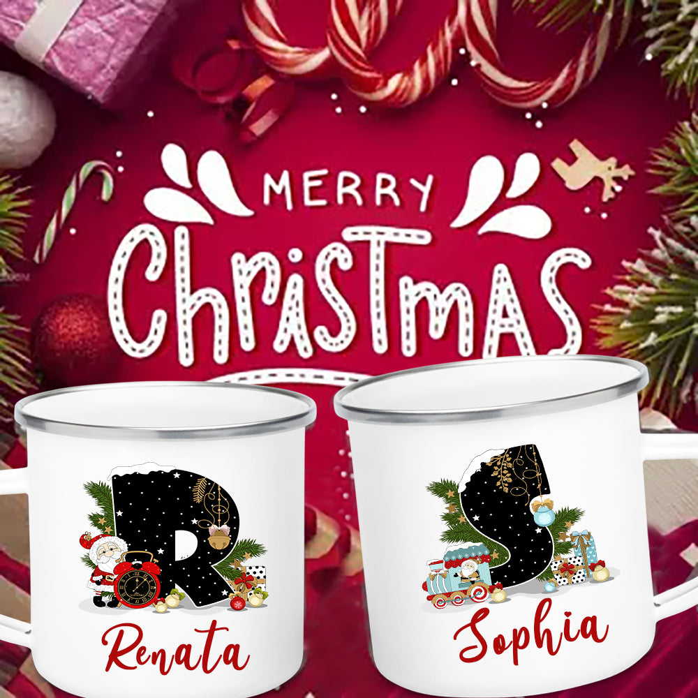 Customized Name Initials Sugar Porcelain Coffee Cup,Cartoon Printed Children Mug,Personalized Decoration New Year Christmas Gift