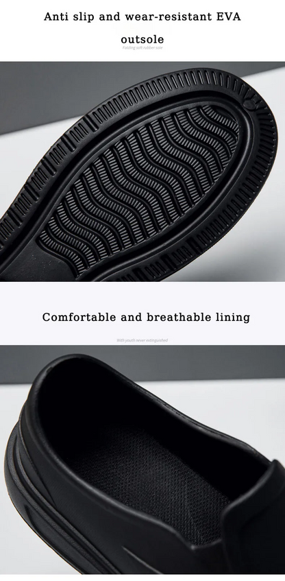 Men's Lightweight Slip-On Work Shoes – Oil Resistant, Easy to Clean Kitchen Work Footwear