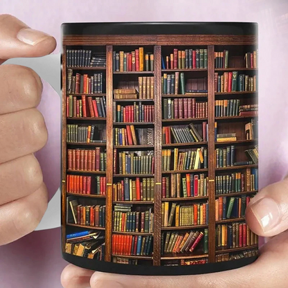 3D Bookshelf Library Ceramic Coffee Mugs (12oz/350ml)