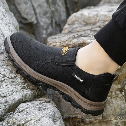 Men's Outdoor Breathable Genuine Leather Shoes Non-slip Slip-On Shoes Arch Support Orthopedic Shoes