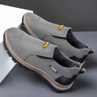 Men's Outdoor Breathable Genuine Leather Shoes Non-slip Slip-On Shoes Arch Support Orthopedic Shoes