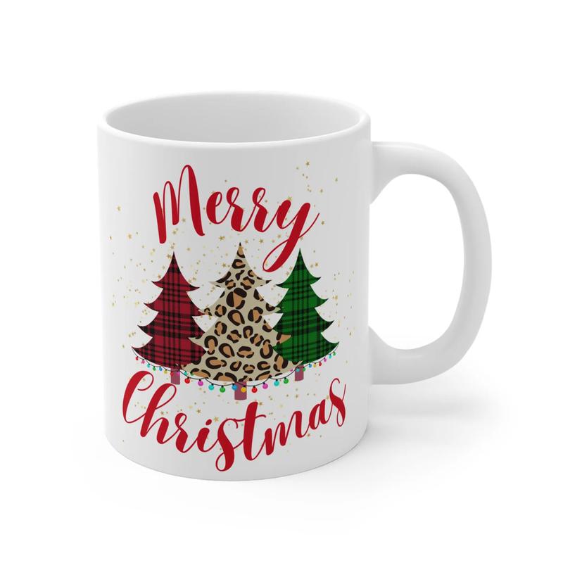 Merry Christmas Mug - Christmas Tree Design for Coffee Lovers - Perfect Winter Gift for Family - 11oz & 15oz Options.