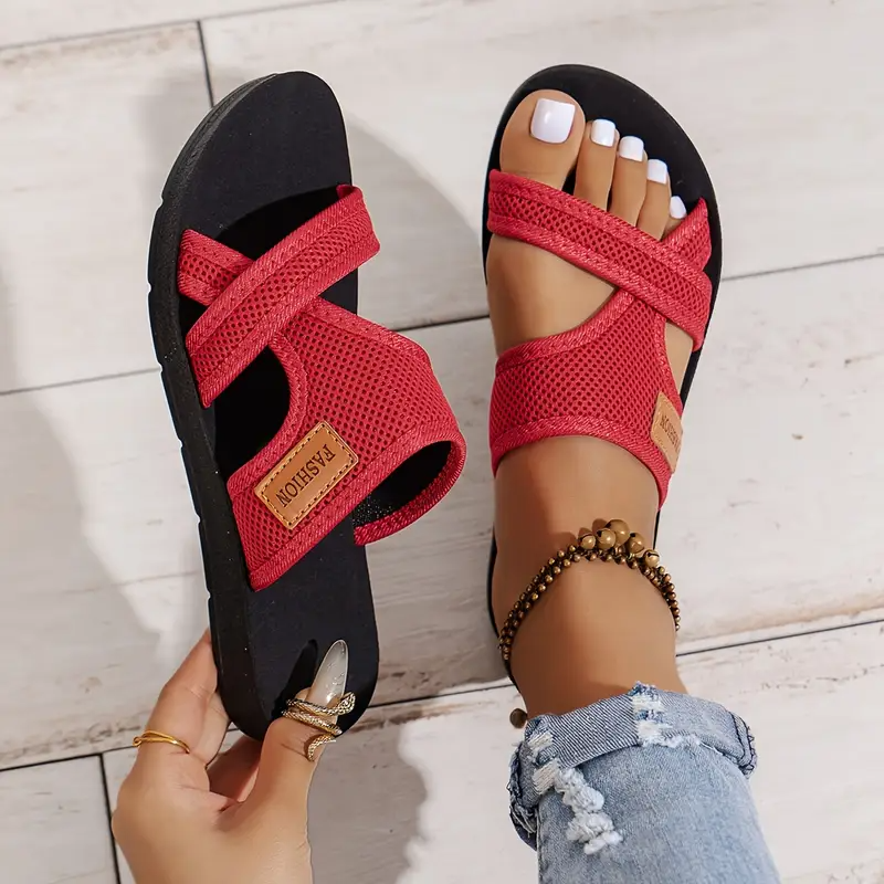 🌸 Último día 49% de descuento ❤️ Sandalias planas con tiras ortopédicas transpirables para mujer