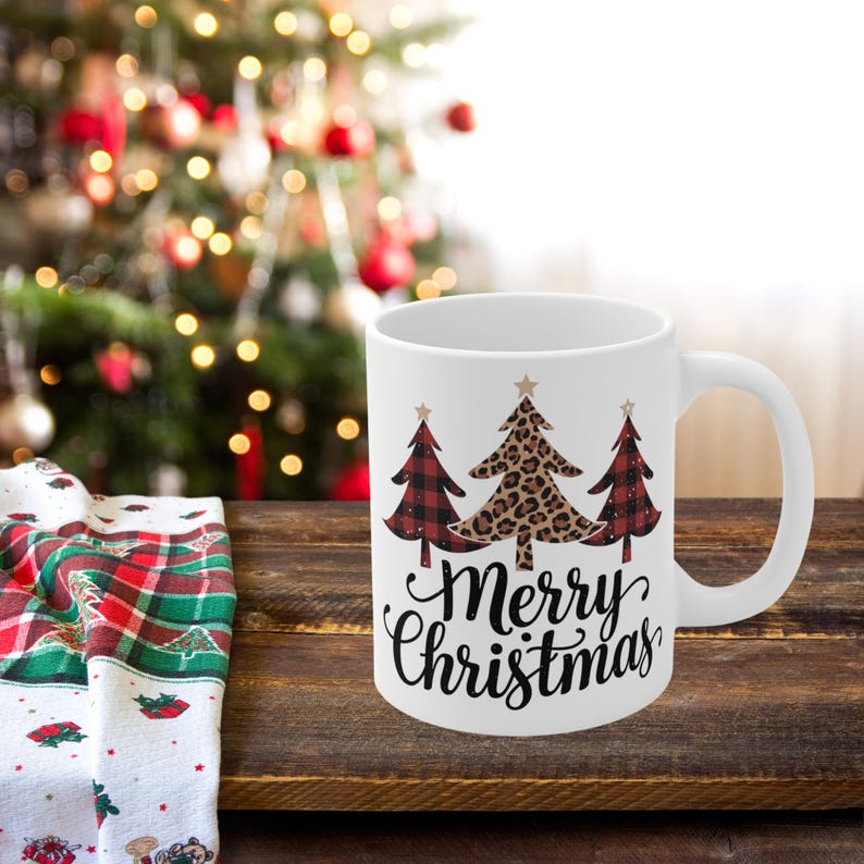 Christmas Mug, Holiday Cheer Cup, Festive Drinkware, Gift for Her, Seasonal Coffee Mug, Merry Christmas Mug