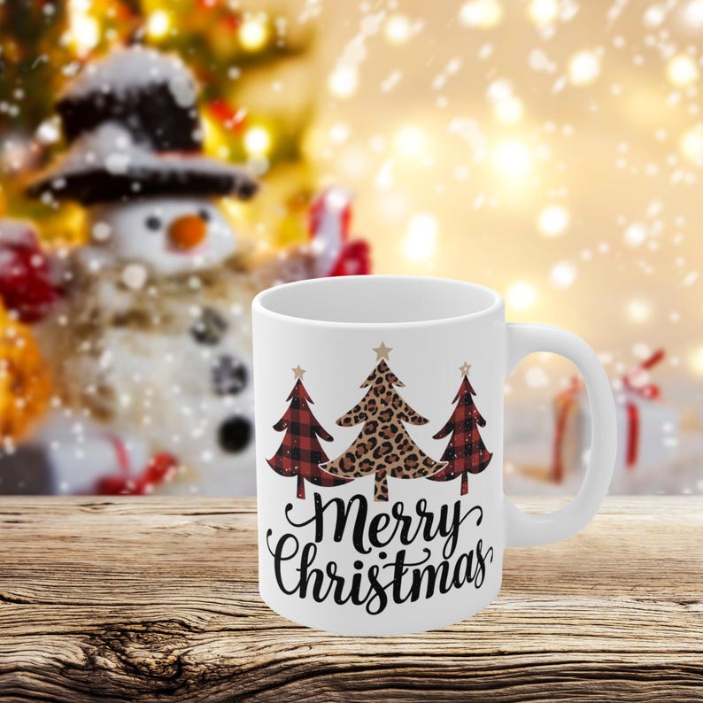 Christmas Mug, Holiday Cheer Cup, Festive Drinkware, Gift for Her, Seasonal Coffee Mug, Merry Christmas Mug